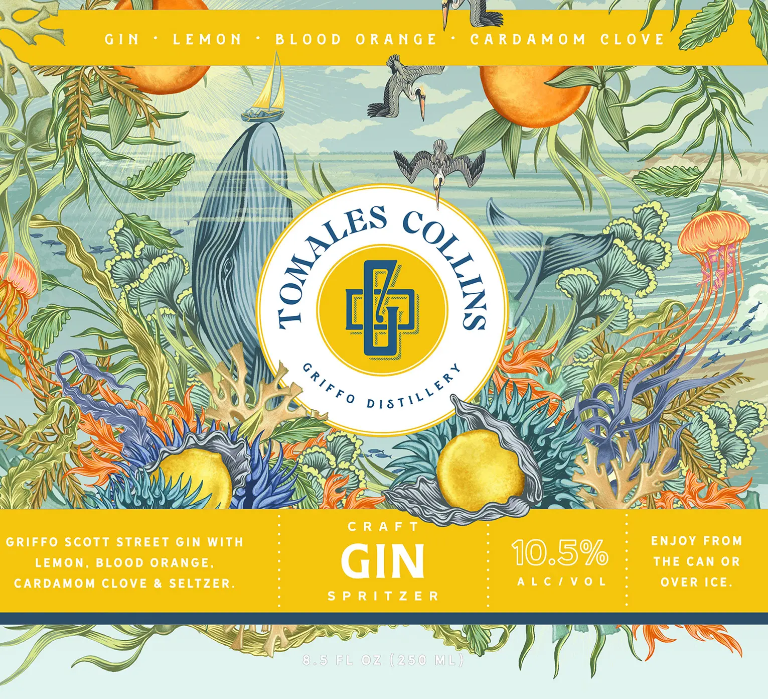 Lisel Ashlock - for Griffo Distillery - Packaging illustrations for canned cocktails