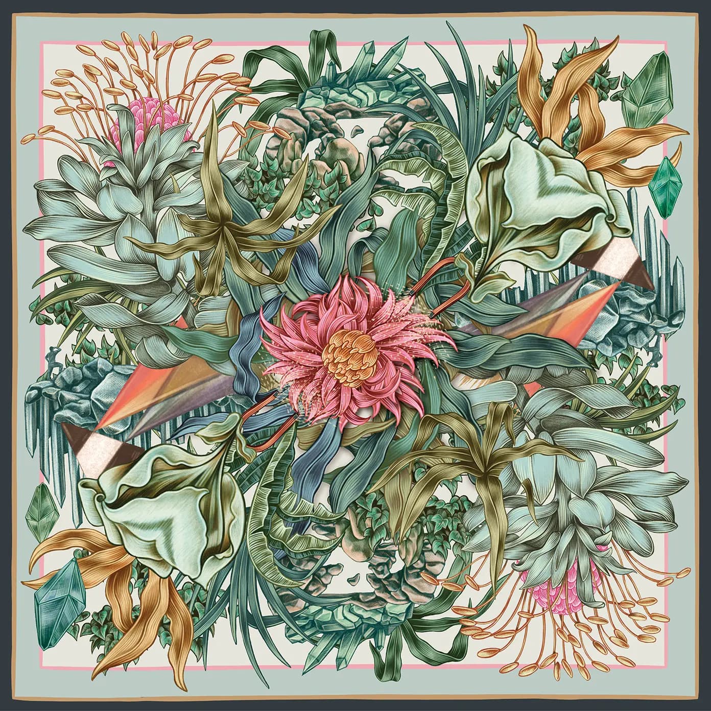 Lisel Ashlock - for Hearts & Science Agency - Scarf design depicting the agency’s core principles