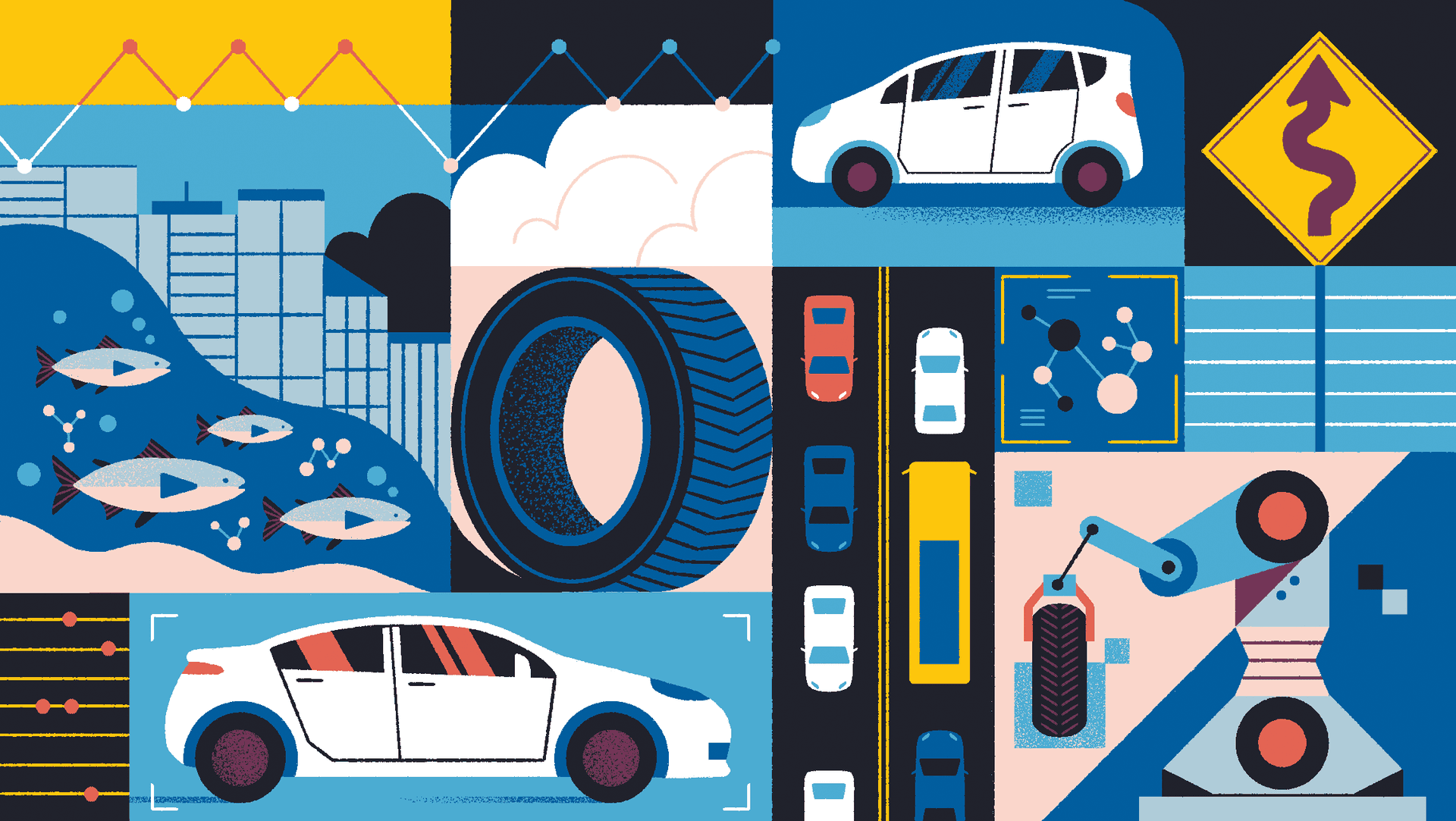Beatrix Hatcher illustration for Sierra Magazine: Electric Vehicles