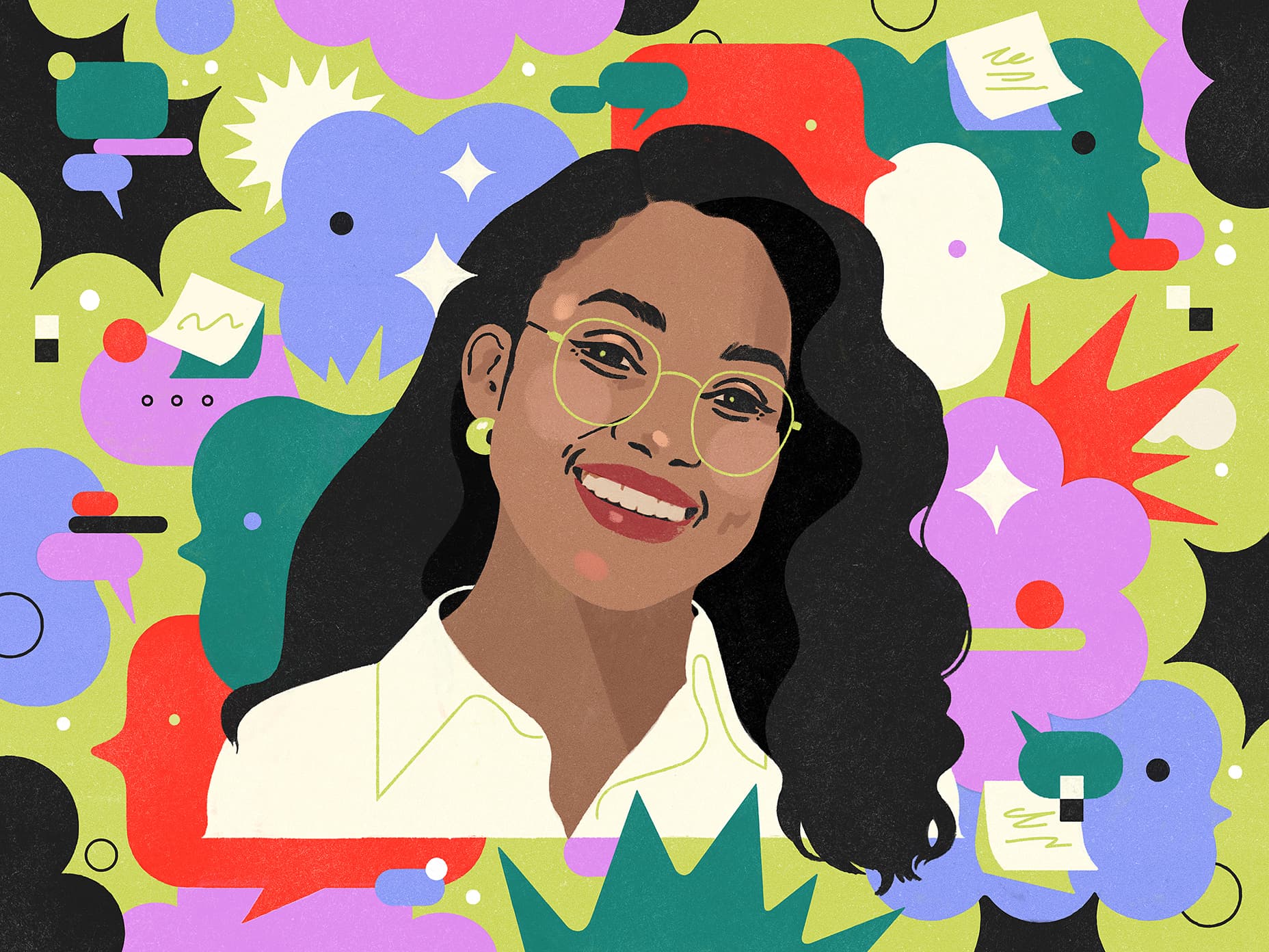 Gracia Lam illustration for Adobe: Portrait of design researcher Chante De Freitas