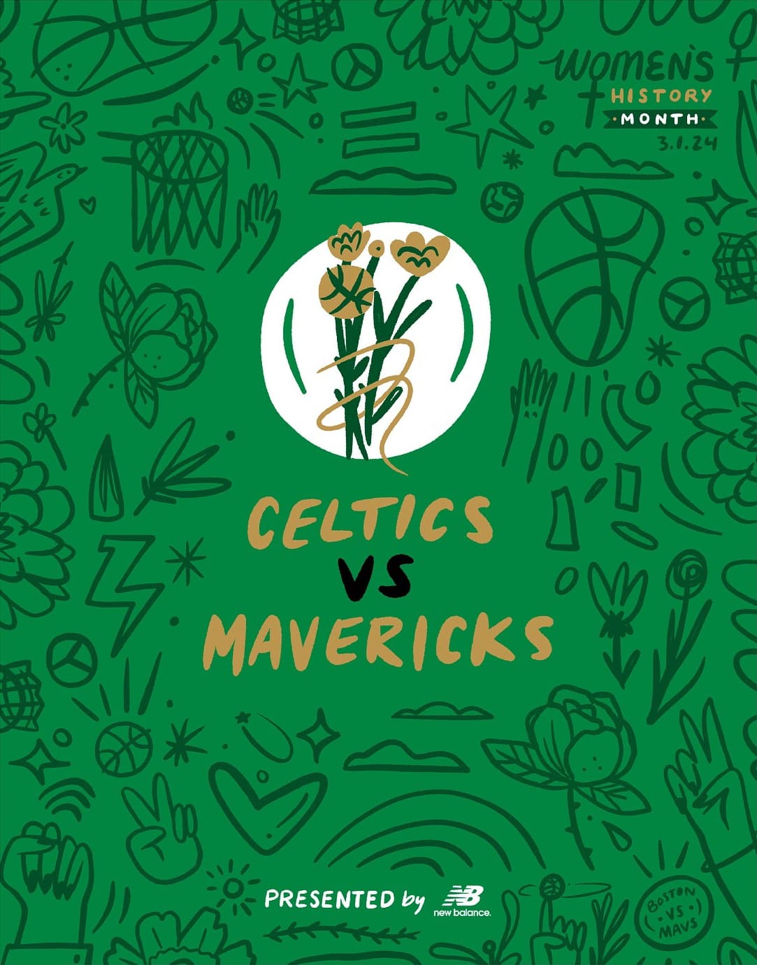 Katie Lukes illustration for Boston Celtics: Illustrations for the 2024 Women’s History Month game