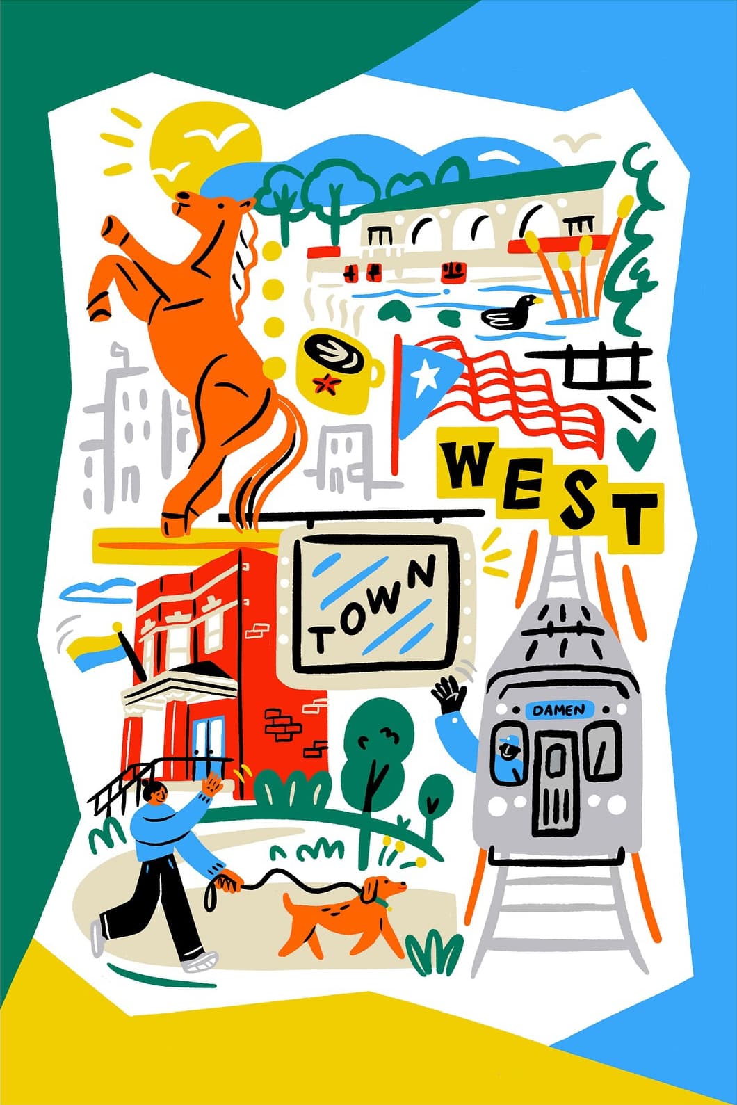 Katie Lukes illustration for Chicago’s West Town neighborhood