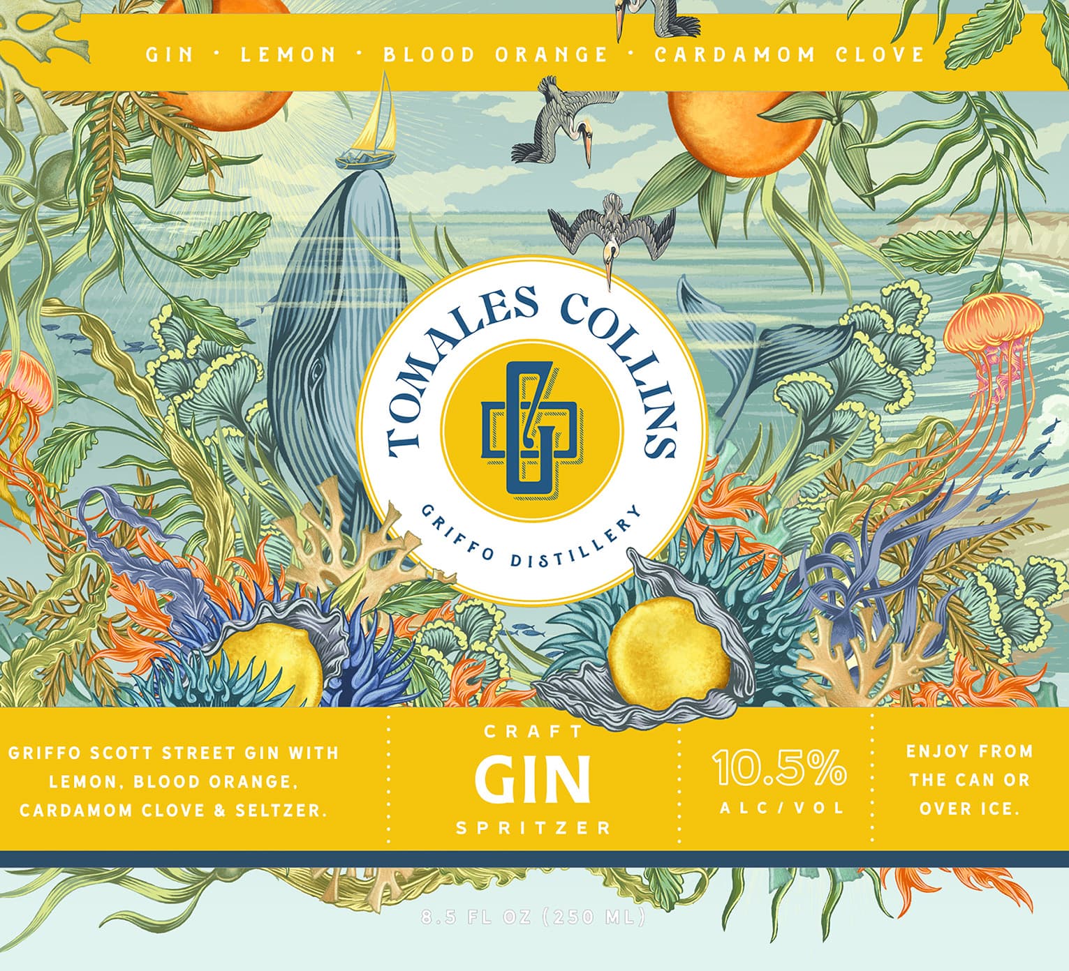 Lisel Ashlock illustration for Griffo Distillery: Packaging illustrations for canned cocktails