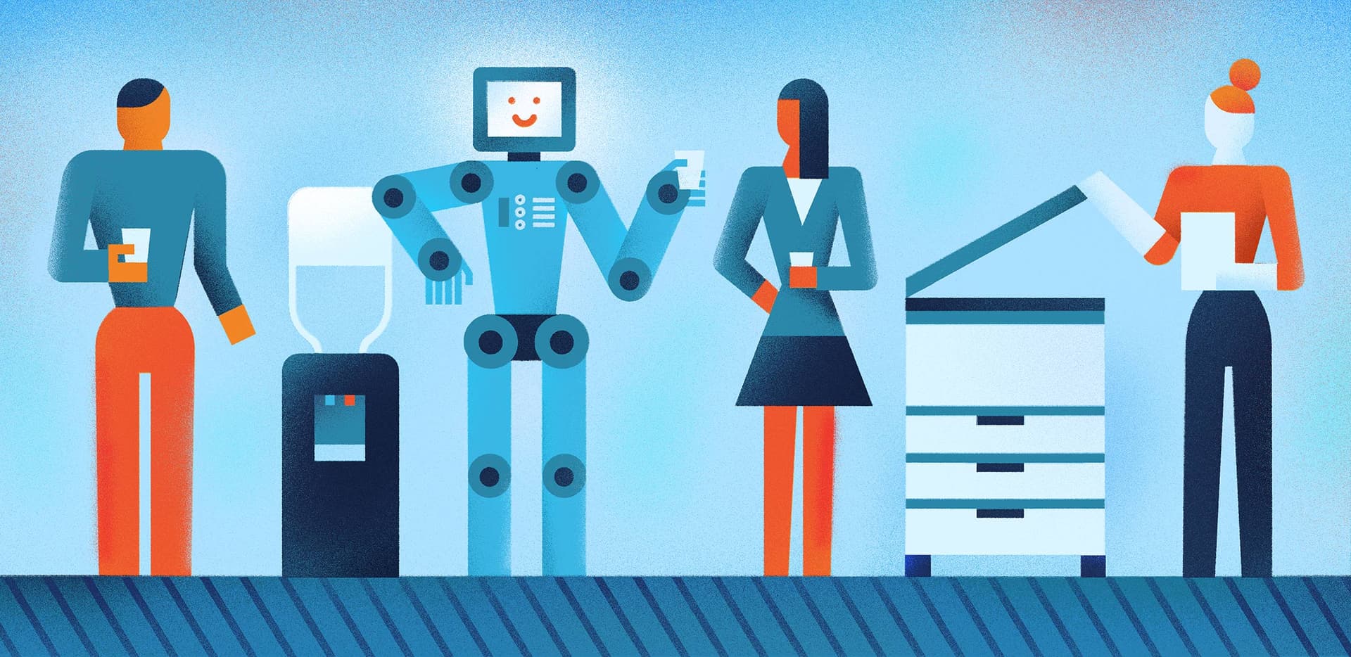 Luc Melanson illustration for Atlassian: AI in the workplace