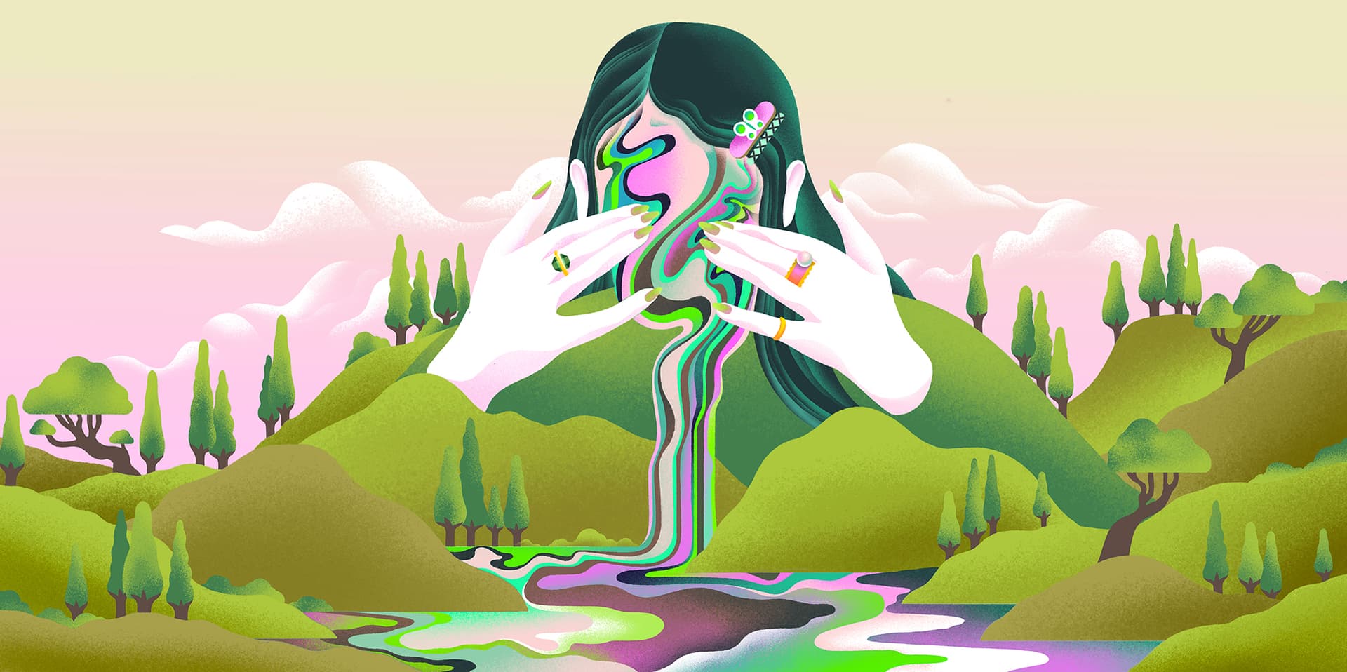 Marina Muun illustration for John Templeton Foundation: Illusion of the self