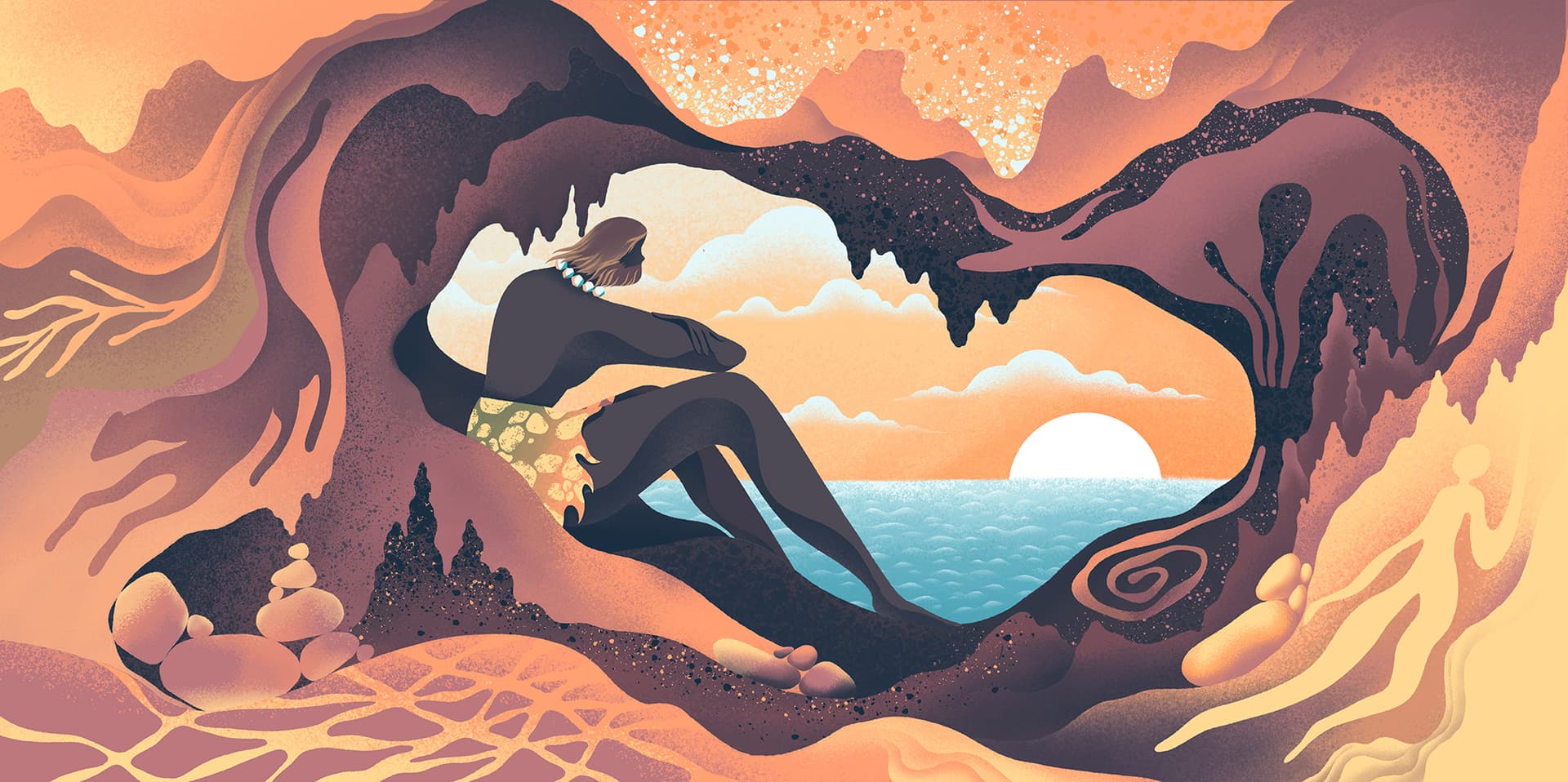 Marina Muun illustration for John Templeton Foundation: Blombos Cave