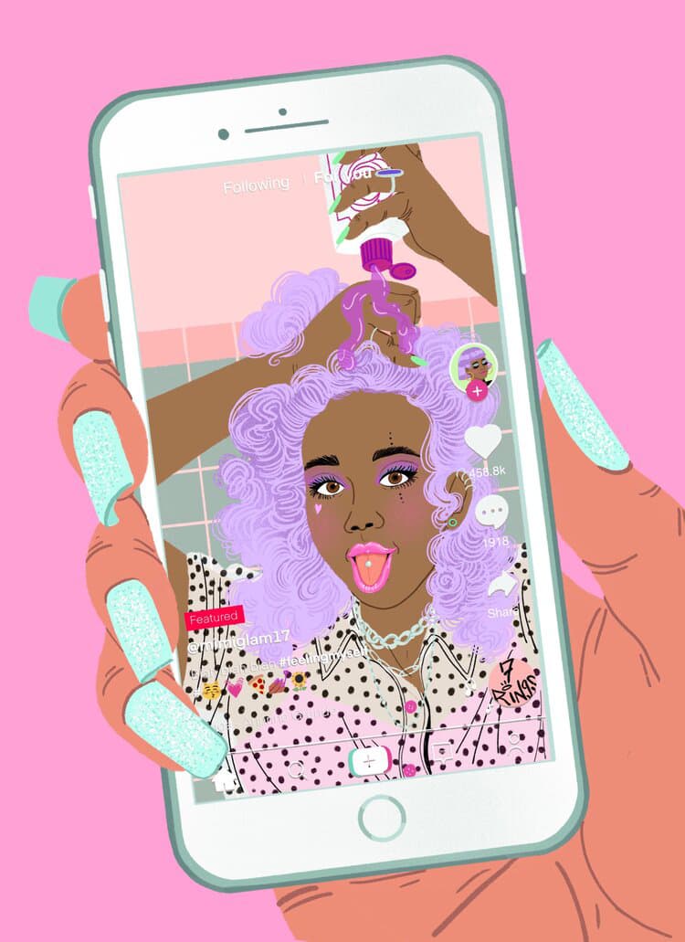 Salini Perera illustration for ELLE: How TikTok is redefining beauty
