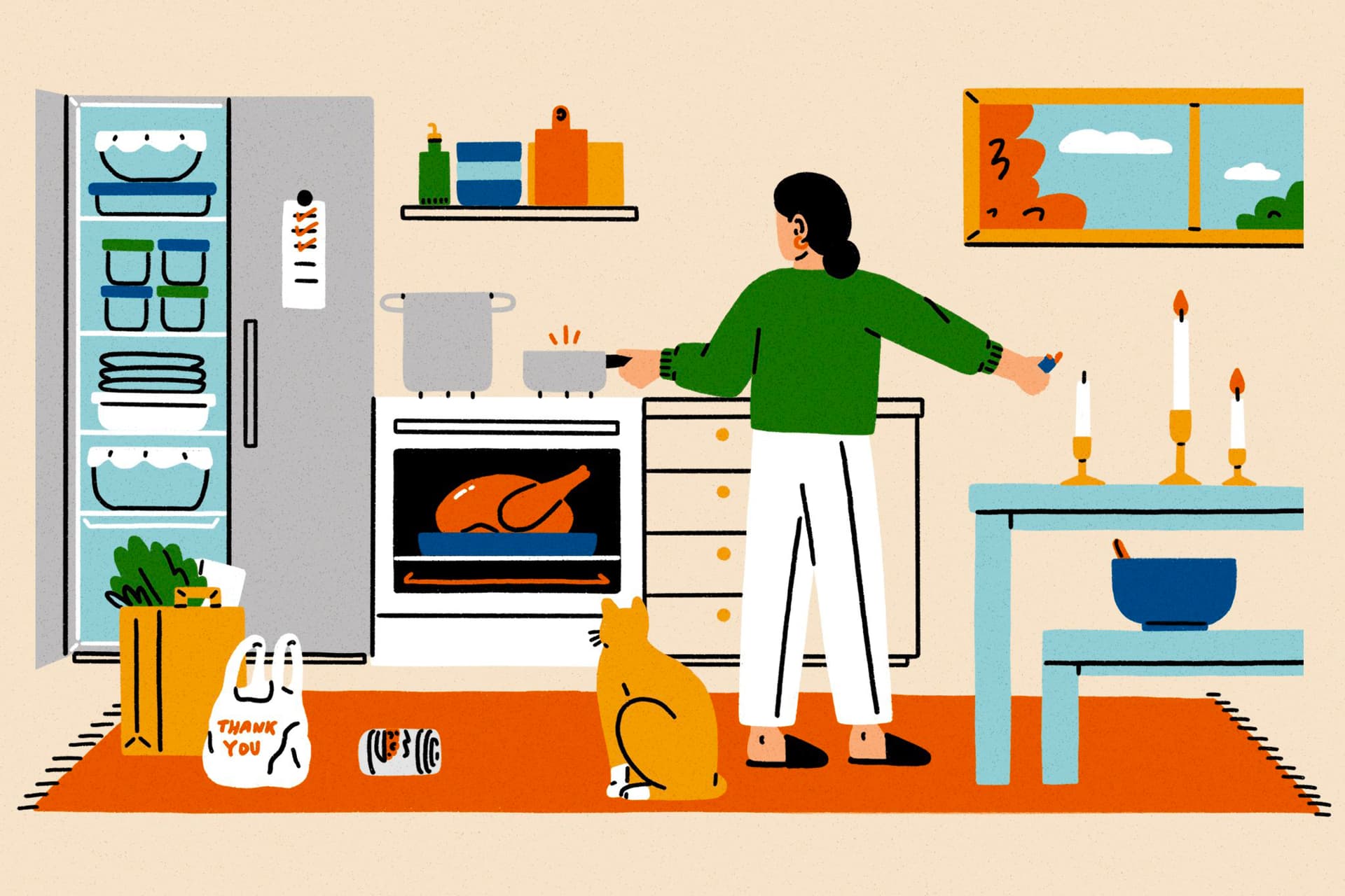 Sunny Eckerle illustration for Washington Post: Hosting in small spaces
